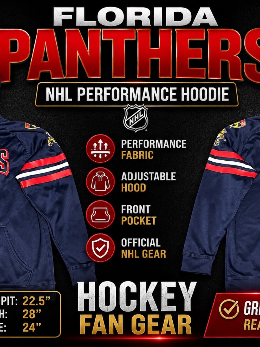 NHL Branded Hoodie Tag - Navy and White